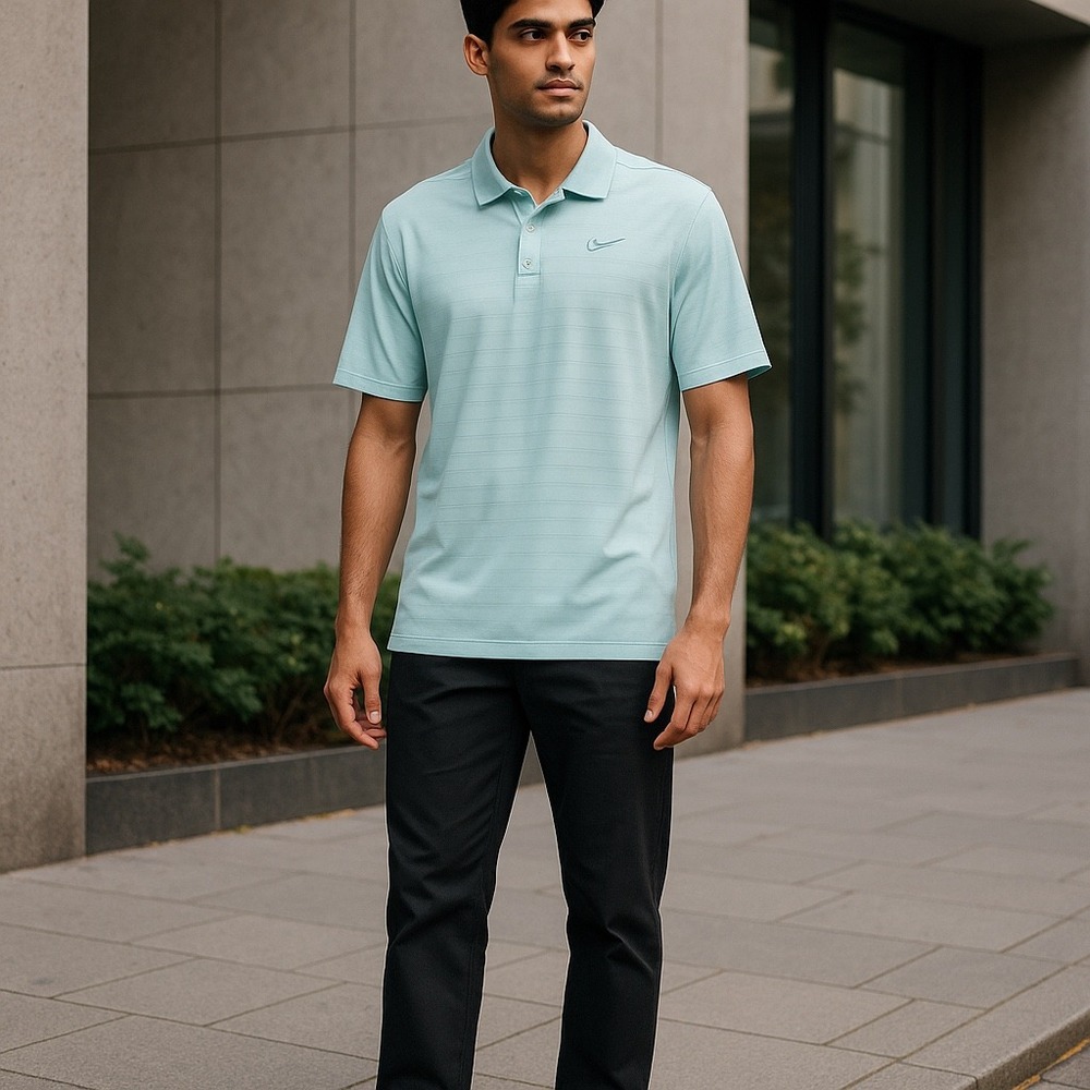 Nike Dri-FIT‎ Men's Light Mint Green Striped Polo Golf Shirt Sz XXL